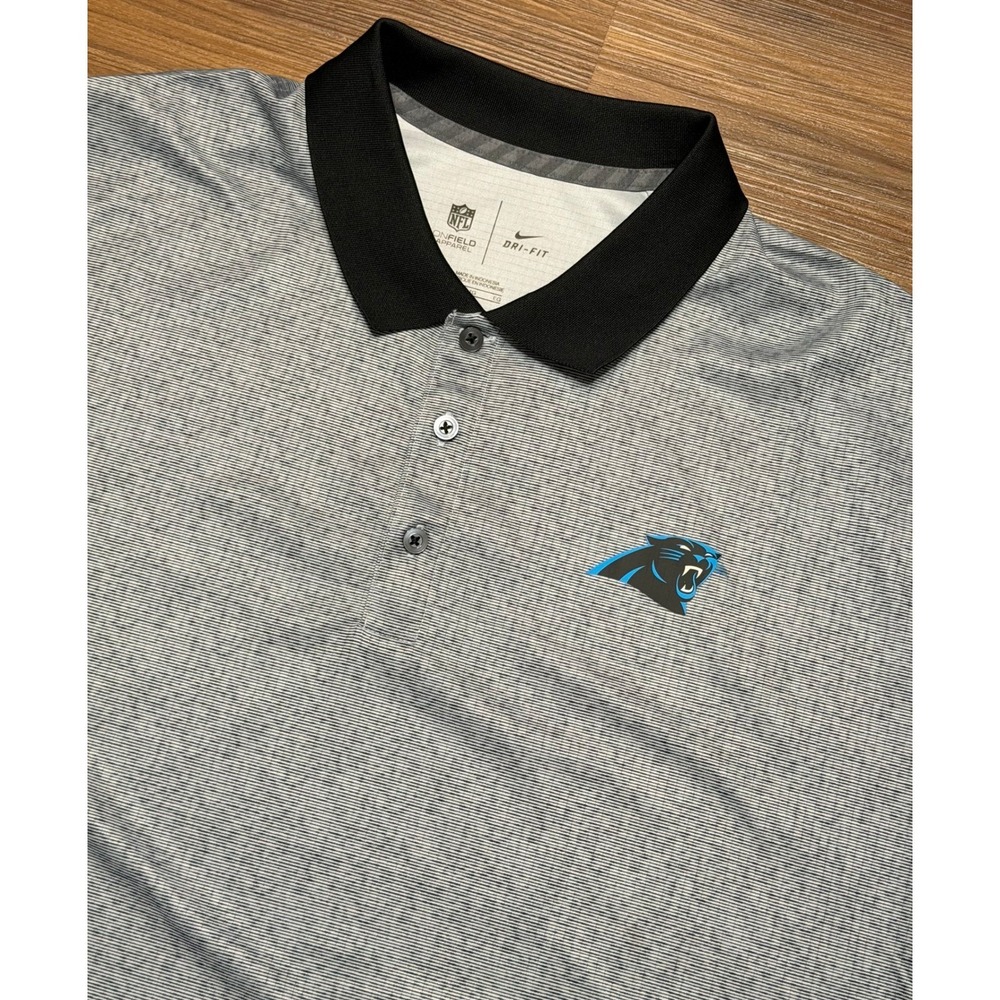 Nike Carolina Panthers NFL On Field Dri-FIT Polo Shirt Mens Grey Black Sz XL